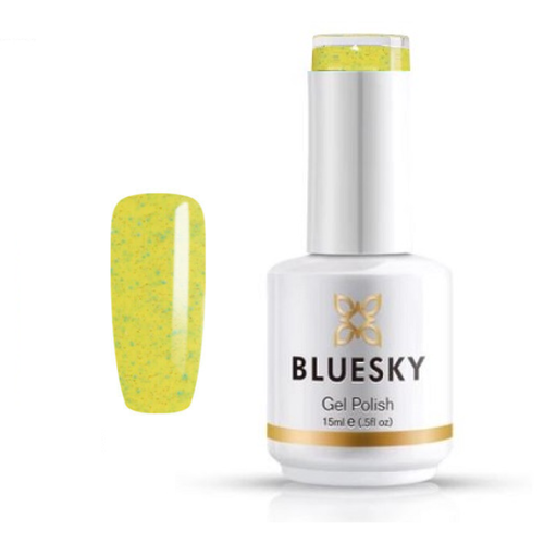 BLUESKY Esmalte gel 63914 Amarillo con mini glitter turquesa