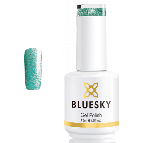 BLUESKY Esmalte Gel PLATINUM 12 GLITTER PEQUEÑO VERDE AGUA