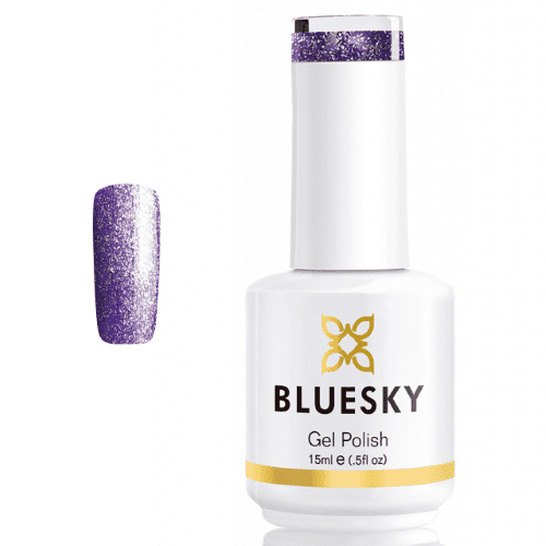 BLUESKY Esmalte Gel PLATINUM 14 GLITTER PEQUEÑO MORADO