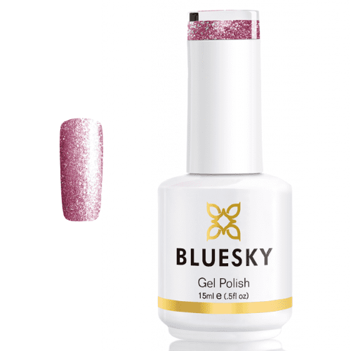 BLUESKY Esmalte Gel PLATINUM 16 GLITTER PEQUEÑO ROSADO  PALO