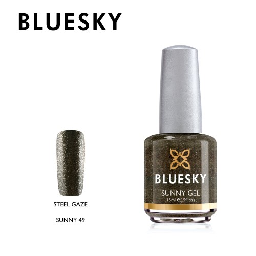 Esmalte tradicional Bluesky - Sunny49 Steel gaze - gris oscuro con glitter