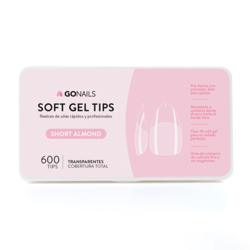 Go Nails Soft Gel tips - Short Almond (Pre-limados) (600 unidades)