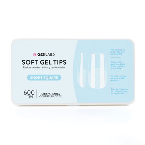 Go Nails Soft Gel tips - Short Squeare (Pre-limados) (600 unidades)